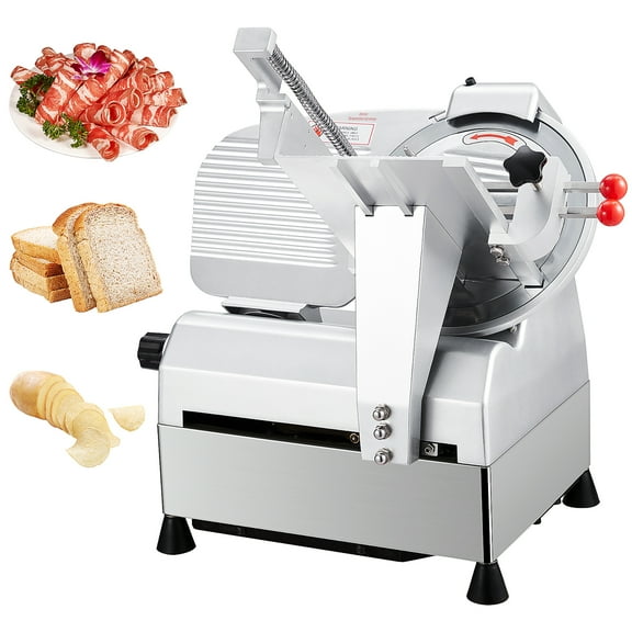 Festisoul Electric Meat Slicer 10", 800W Powerful Motor, Adjustable Cutting Thickness (0-0.67 Inch), Stainless Steel Blade, Auto Sharpener, for Frozen Meat, Deli, Cheese Commercial & Home Use