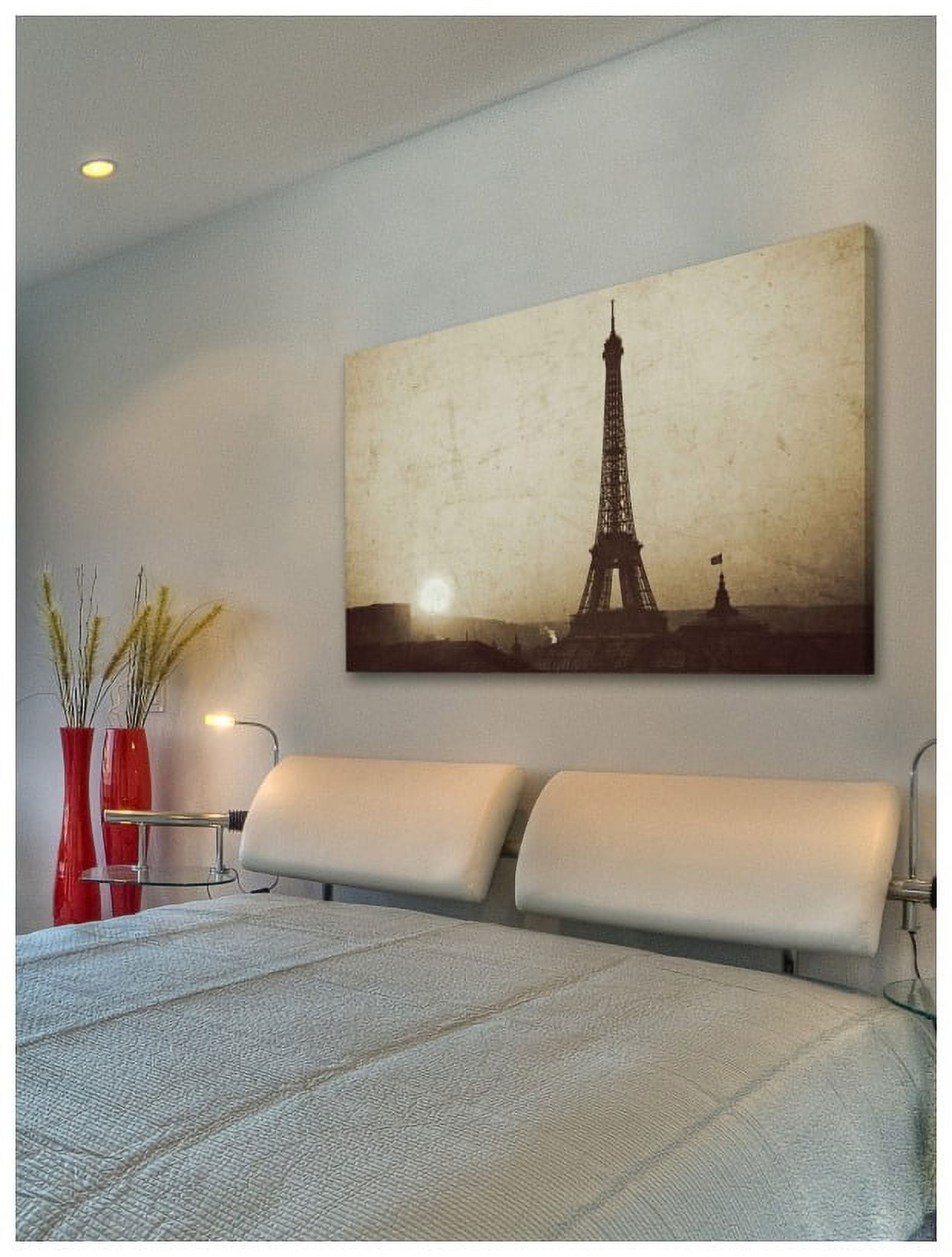 "Eiffel Tower and Setting Sun" Painting Print on Wrapped Canvas