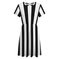 thumbnail image 4 of Black And White Vertical Stripes Sundress Short Sleeve Dress Summer Women Clothes Dress for Women Dresses, 4 of 7