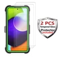 thumbnail image 2 of Njjex Phone Cases for Galaxy A52 4G 5G 6.5", [2 Pack Temerped Glass Screen Protector] Combo Holster Belt Clip [Heavy Duty] [Kickstand] Full-Body Rugged Holster Case (Green), 2 of 9
