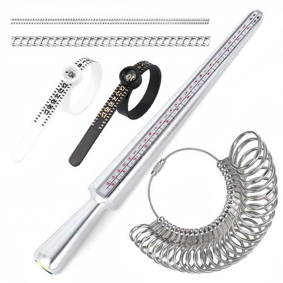 GYWHOOFT Ring Sizing Kit with US Size 0-13 Metal Mandrel and 1-17 Finger Sizer Stick – Complete Ring Measurement Tool for Men Women, Jewelry Measuring Gauge