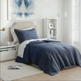 thumbnail image 1 of Regency Heights Ensemble de Literie 5 Pcs pour Lit Simple/Simple TG, Couette Réversible avec Ensemble de Draps et Taies, Bleu Marine, Couleur Unie, 1 of 12