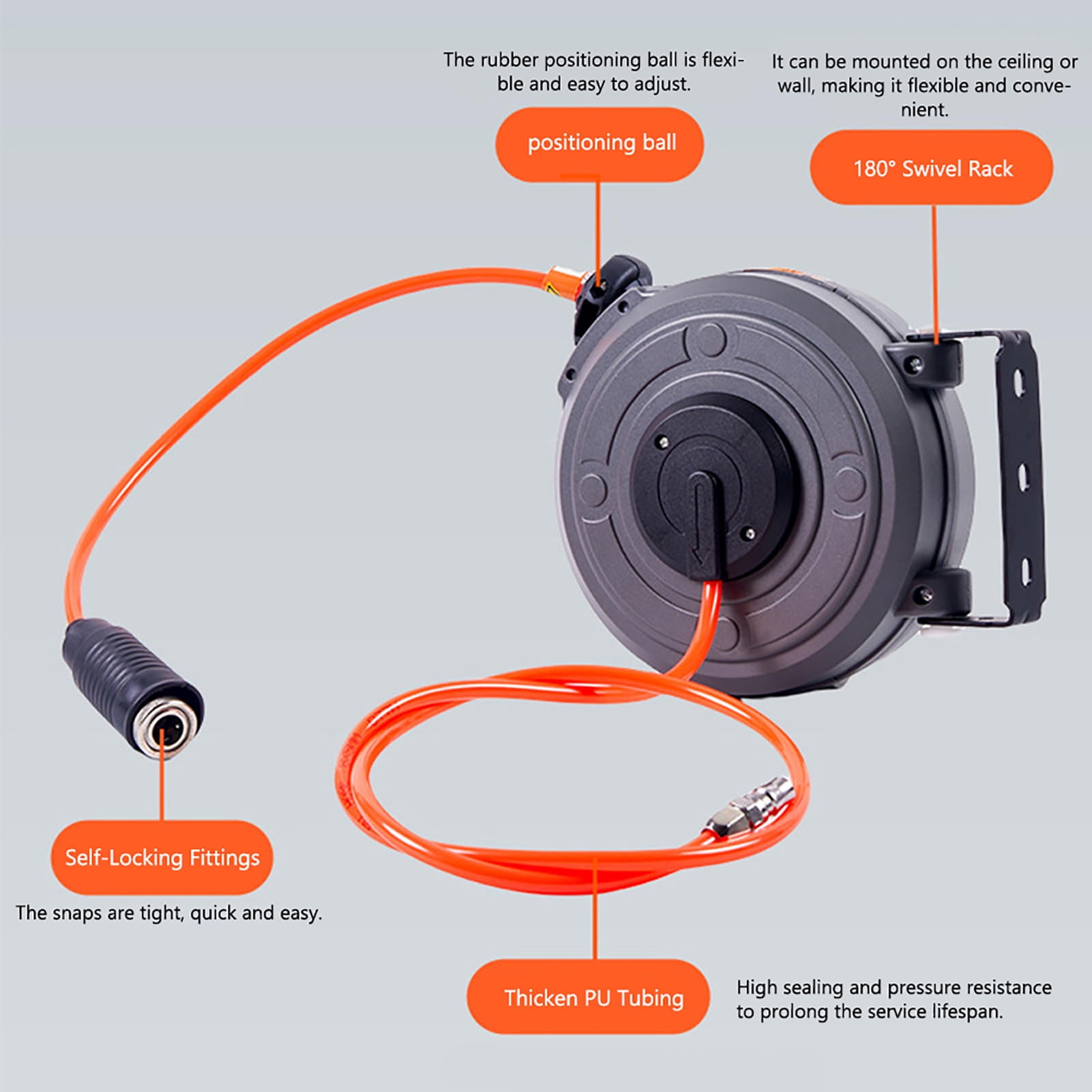 Xirurus 6‑Meter Automatic Retractable Hose Reel – High‑Pressure, Self‑Locking, 180° Adjustable Wall Mount for Car Wash & Garden Irrigation
