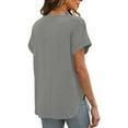 thumbnail image 5 of Patlollav Women Tees Under $10,Short Sleeve Tops for Women V Neck Solid Summer Tshirts Seamed Rolled Sleeve Shirts Casual Tops, 5 of 6