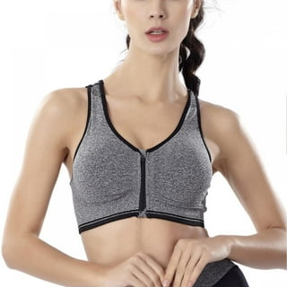 Women's Zipper Front Sports Bra Wireless Post-Surgery Bra Active Yoga  Sports Bras 