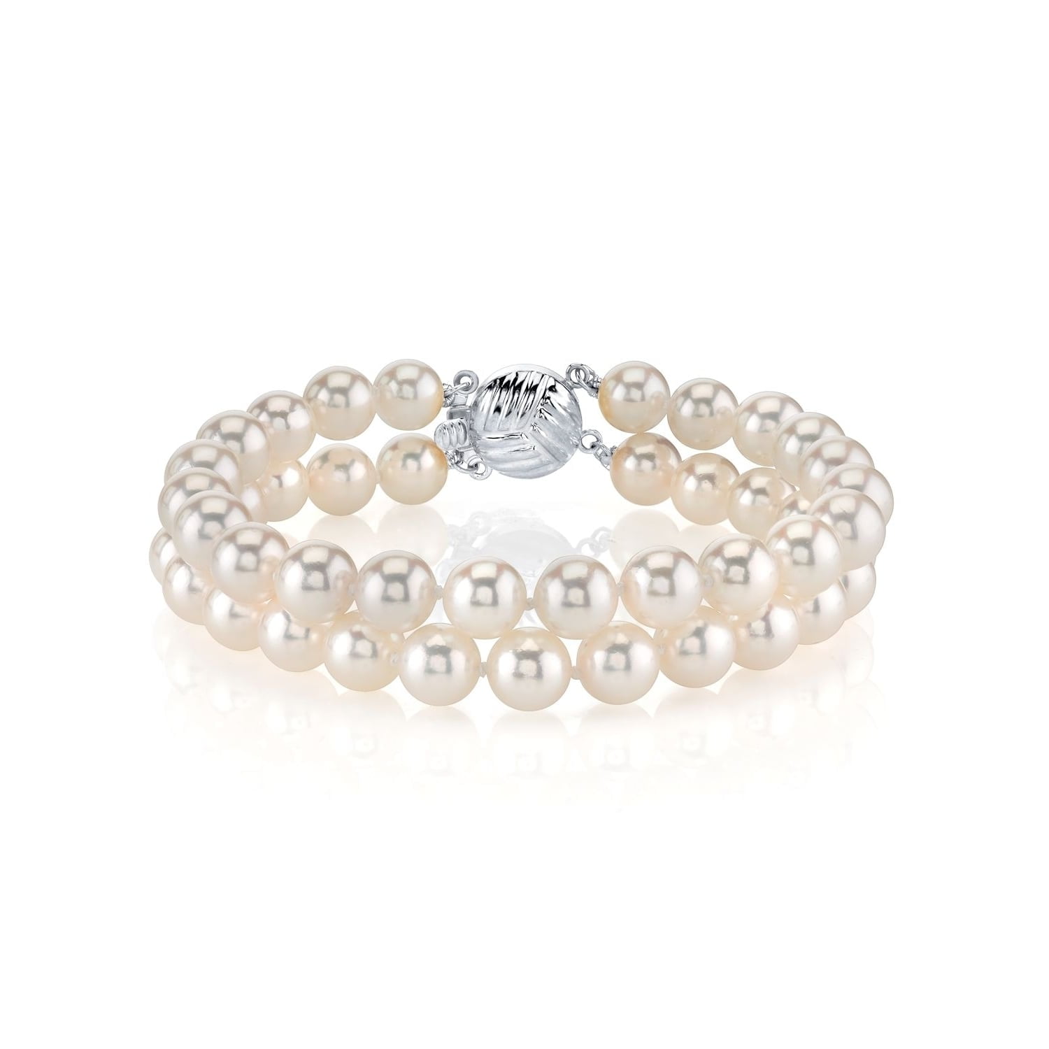 Radiance Pearl 14k Gold AAA-quality White Freshwater Pearl Double Strand Bracelet (8-9mm) by Overstock
