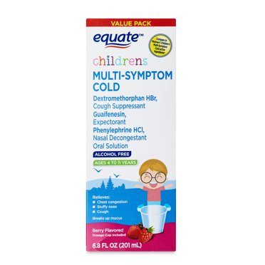 Equate Children's Multi-Symptom Cold Liquid, Berry Flavor, 6.8 fl oz