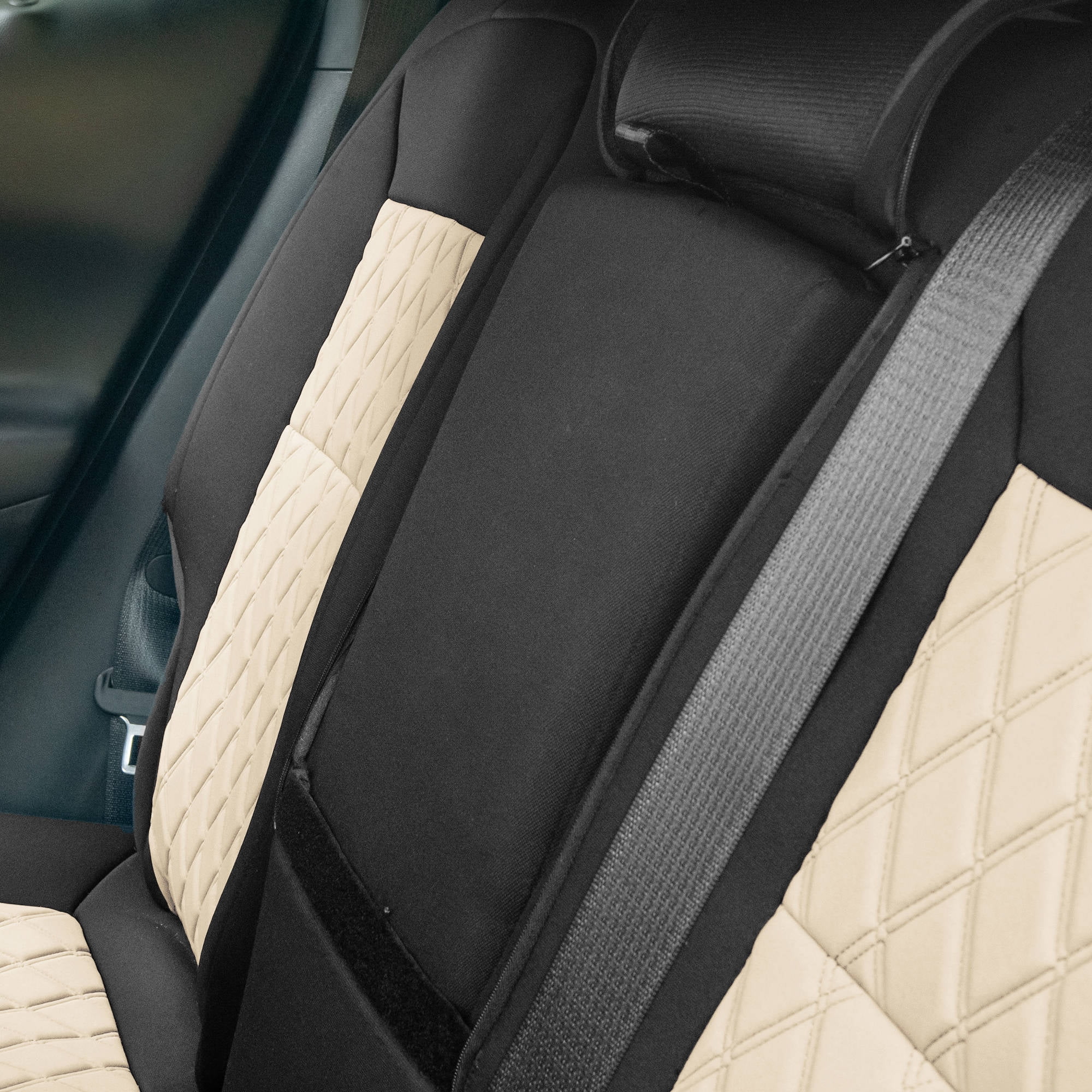 For Chevrolet Equinox 2018-2023 FH Group Neoprene Waterproof Custom Fit Car Seat Covers - Beige Full Set
