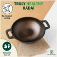thumbnail image 3 of Super Smooth Cast Iron Kadai For Deep Frying | Small, 20.3cm, 8 Inch, 1.3 Liters, 1.8kg | Naturally Nonstick, Pre-seasoned Kadhai, 100% Pure & Toxin-free, No Chemical Coating, 3 of 5