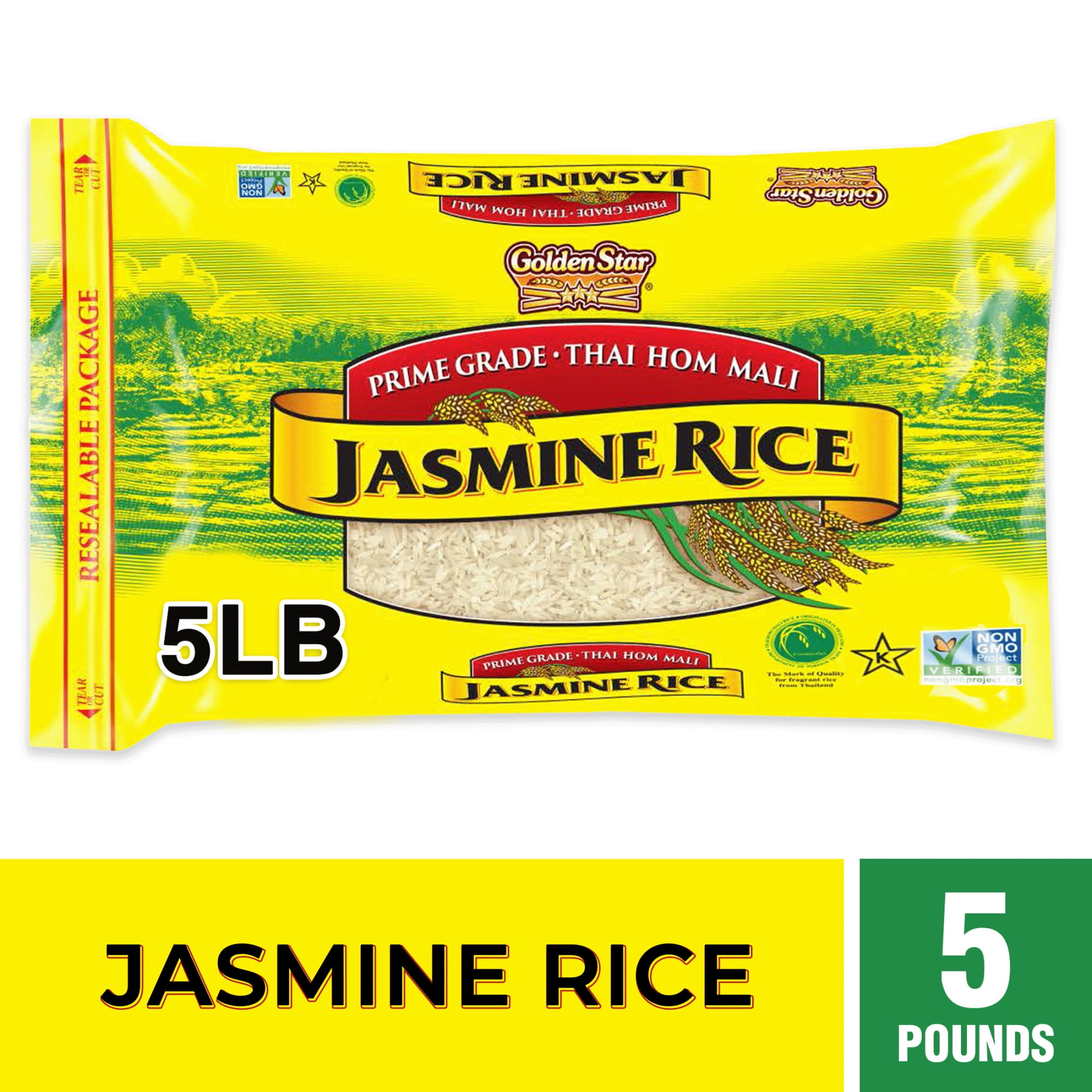 (2 pack) Golden Star Thai Hom Mali Jasmine Rice, 5 lbs