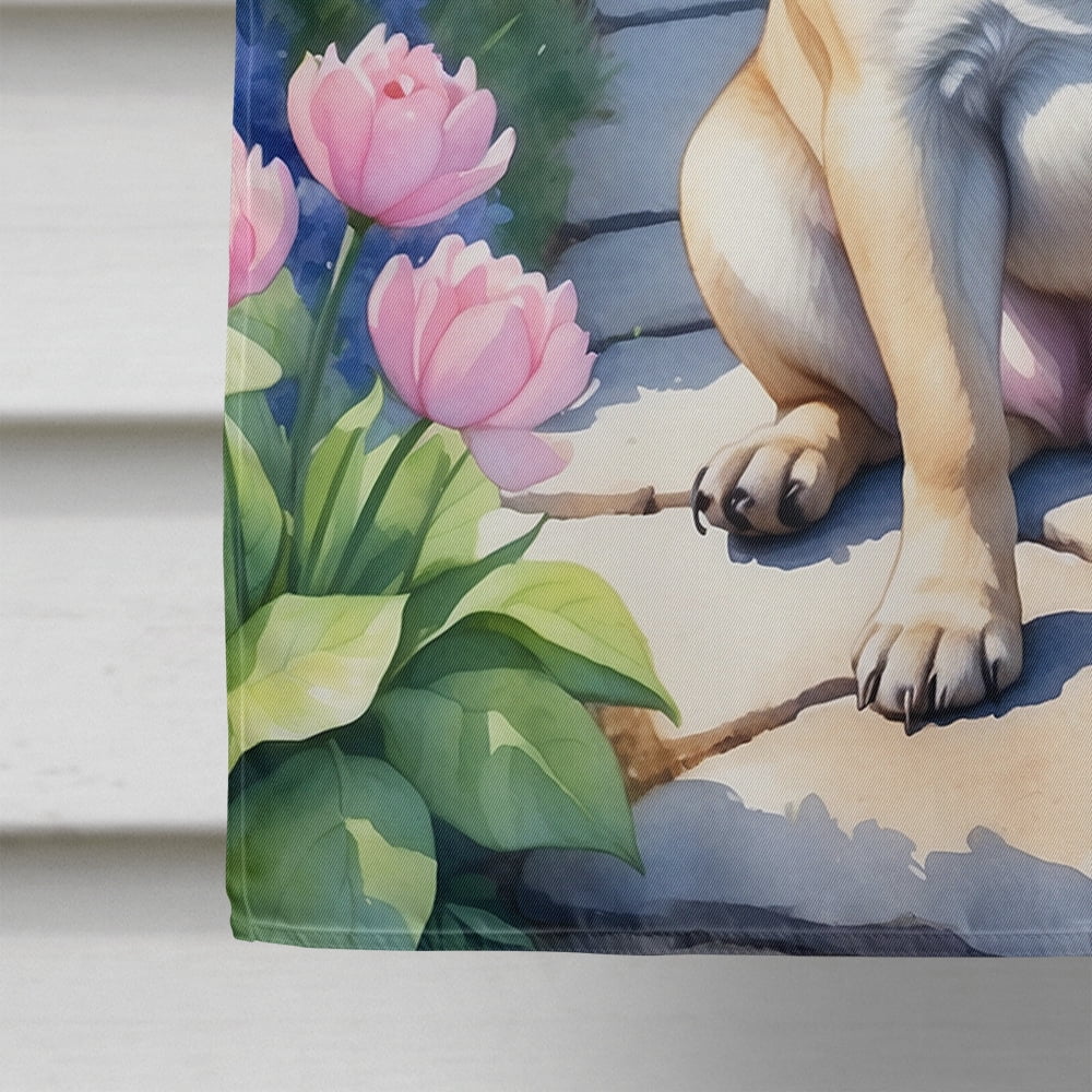 Caroline's Treasures DAC6699CHF Pug Spring Path House Flag Large Porch Sleeve Pole Decorative Outside Yard Banner Artwork Wall Hanging, Polyester, House Size, Multicolor