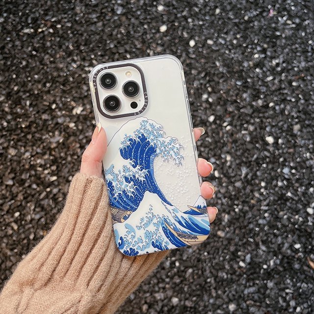 IML Funda De Teléfono De Doble Cara De Película mulching Para iPhone 11 14 Plus 12 13 Pro Max Moda Onda De Mar Dinosaurio Protección Cubierta