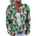 thumbnail image 2 of Cárdigan informal de punto con estampado navideño para mujer, chaqueta con botones y abrigo para mujer, 2 of 5