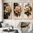 thumbnail image 1 of Designart "Roses en Teintes Jaunes et Bleues I" Art Mural Encadré Floral et Botanique Ensemble de 3 - Cadre de Roses Jaunes Ensemble Mural pour Décoration Intérieure, 1 of 6