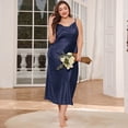 thumbnail image 6 of EFINNY Women's Plus Size Imitation Silk Suspenders Long Nightdress Breathable Casual Pajamas, 6 of 6