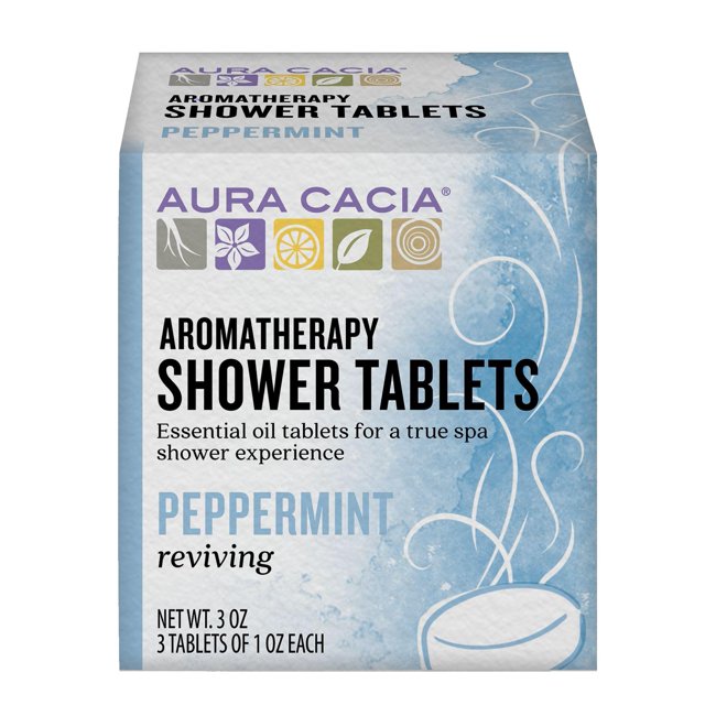 Aura Cacia Tabletas de ducha de aromaterapia Revive Peppermint 3 onzas (paquete de 3)