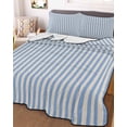 thumbnail image 3 of Quilts Twin Size, Blue Striped Soft Comforter Bedding Set for Bed, Modern Simple Farmhouse Beige Vintage Lightweight Quilted Bedspread with Pillow Cover(2 Pieces) for All Season, 68x86 Inch, 3 of 6