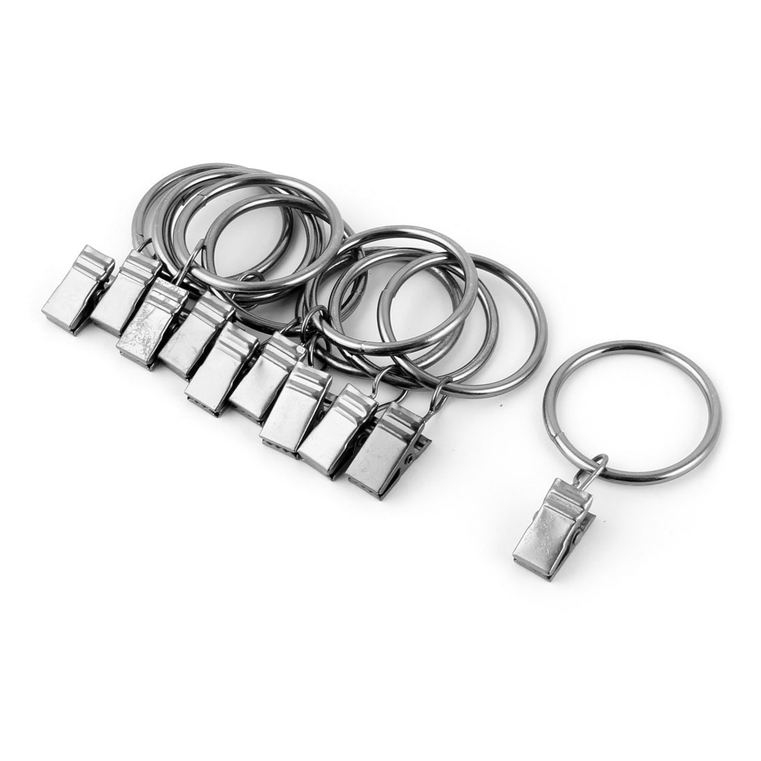 Metal Window Drapery Wire Rod Hook Curtain Clip Rings Gray 32mm