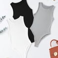 thumbnail image 1 of Solid Sleeveless 3pcs Bodysuits, Versatile Crew Neck Slim Summer Bodysuits, Women's Clothing, 1 of 5