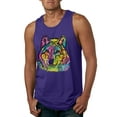 thumbnail image 1 of Colorful Majestic Neon Atric Wolf | Dean Russo Art Animal Lover Mens Sleeveless Top, Purple, XL, 1 of 5