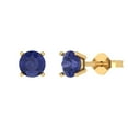 thumbnail image 2 of 1.5 Ct Round Cut Studs Blue Tanzanite 18K Yellow Solid Solid Gold Everyday Dainty Earrings Push Back, 2 of 7