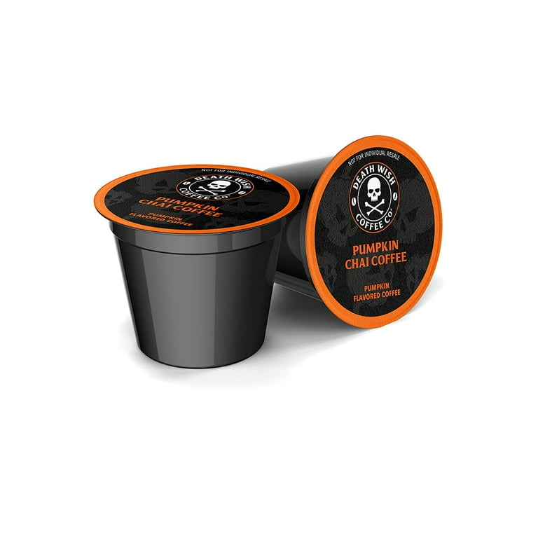 DEATH WISH COFFEE Organic Pumpkin Spice Dark Roast Coffee Single Serve The World s Strongest Fair Trade Arabica Chai Cardamom Cinnamon and Ginger Infused Spices Pumpkin Chai 10 Count Walmart