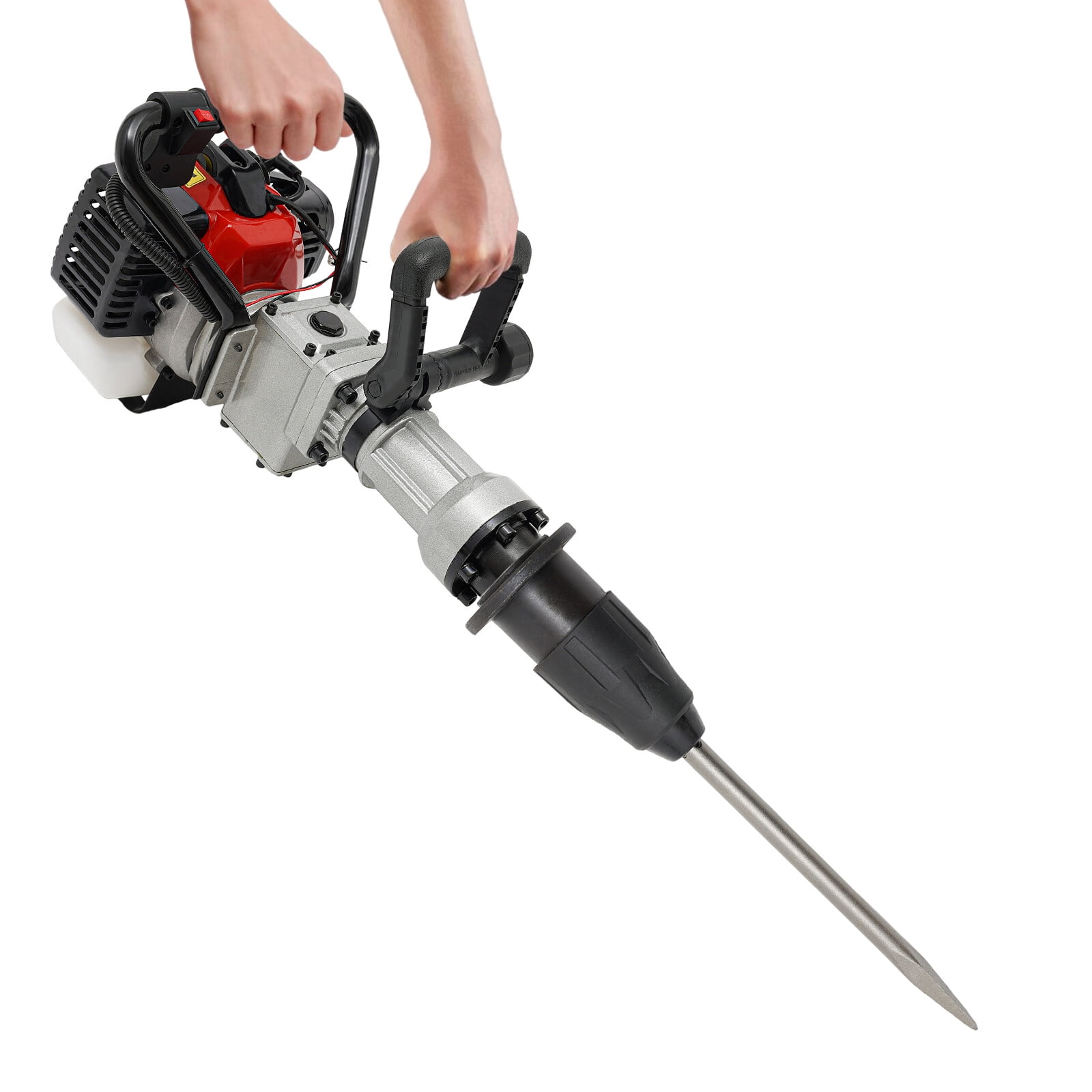 2 Stroke Gas Powered T Post Driver Fence Pile Driver Jack Hammer w/Chisel 32.7cc for Gardening, Road Fencing