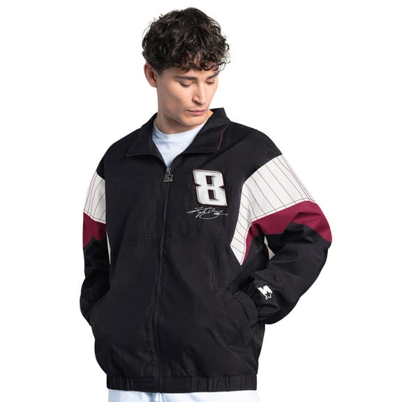 Men's Starter Black/Maroon Kyle Busch Rebel Bourbon Yard Line Full-Zip Jacket