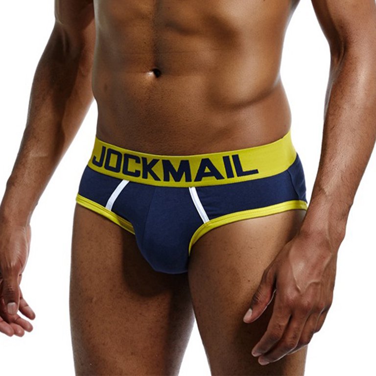 MIZOK Mens Jockstrap Underwear Sexy Fashion Adult Jock Strap Navy XL-2Pc 