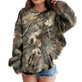 thumbnail image 2 of Xudanell Girls Camo Hoodie Toddler Oversized Hooded Sweatshirt Camouflage Casual Pullover Tops with Pockets Army Green,Size 4-5, 2 of 6