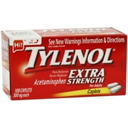 TYLENOL Extra Strength Pain Reliever & Fever Reducer, 500 mg Caplets 100 ea (Pack of 2)