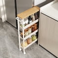 thumbnail image 2 of VASAGLE Slim Rolling Cart, 4-Tier Storage Cart, Narrow Cart with Handle, 5.1 Inches Deep, Metal Frame, for Kitchen, Dining Room, Living Room, Home Office, 2 of 6
