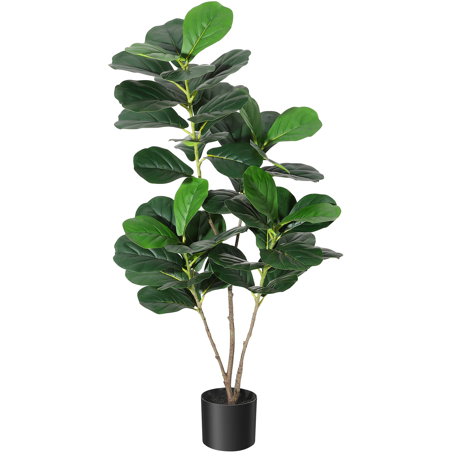 Fiddle Leaf Fig Tree Artificial Plant 4FT Tall Faux Plants Indoor Fake Ficus Lyrata Plant in Pot Artificial Fig Trees for Home Office Store Room Decor Indoor Outdoor Housewarming Gift