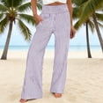 thumbnail image 2 of GUACER No Boundarie Womens Wide Leg Pants Striped High Waisted Palazzo Pants Flowy Smocked Waist Casual Lounge Trousers with Pockets, 2 of 8