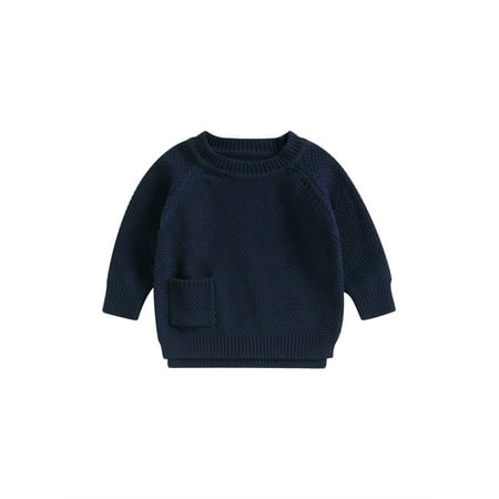 

Newborn Baby Girl Boy Knitted Sweater with Pocket Infant Long Sleeve Pullover Jumpers Tops Fall Loose Knitwear