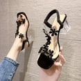 thumbnail image 2 of ZTTD Fashion Spring Summer Women Sandals Heel High Heel Rhinestone Flowers Casual Style Black, 2 of 6