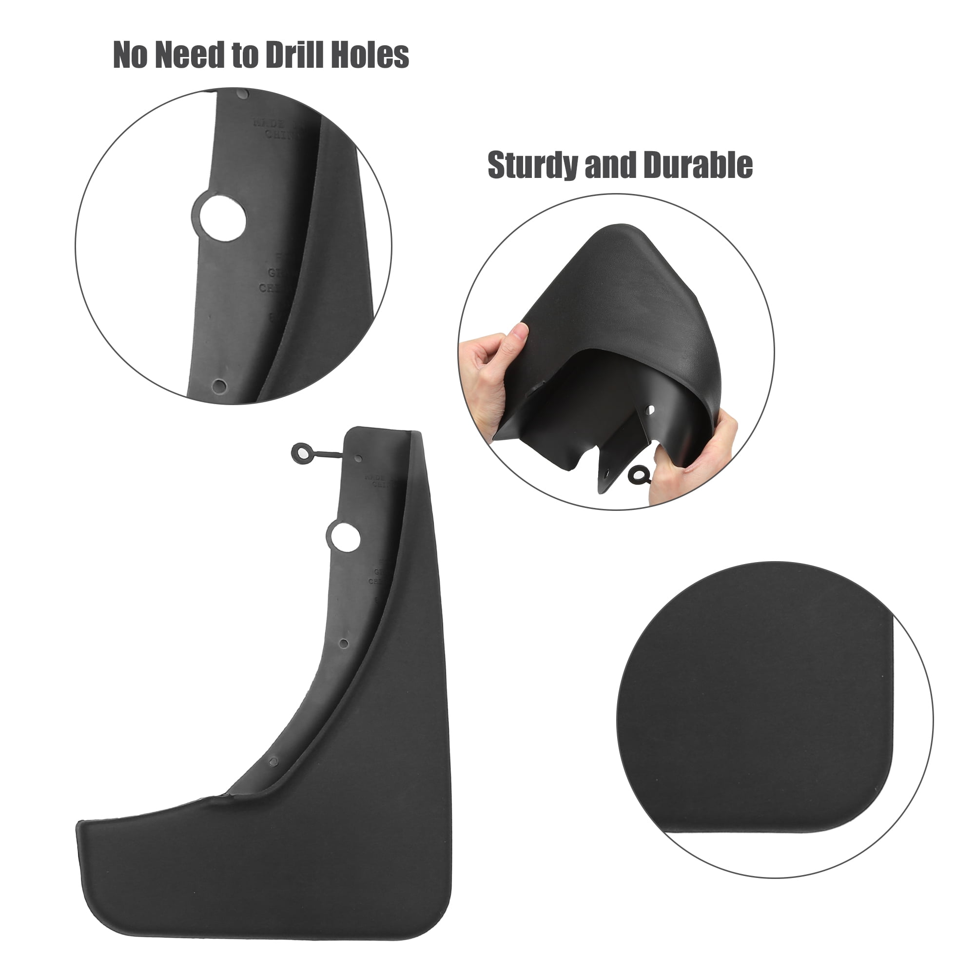 1 Set Mud Flaps Splash Guard No-Drill Mudguards Wheels Protection Set with Hardware for Jeep