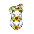 thumbnail image 4 of Yiaed Sunflowers (2) Print Women One Piece Swimsuits Tummy Control One Shoulder Bathing Suits Pattern Ruffle Swimwear-Small, 4 of 8