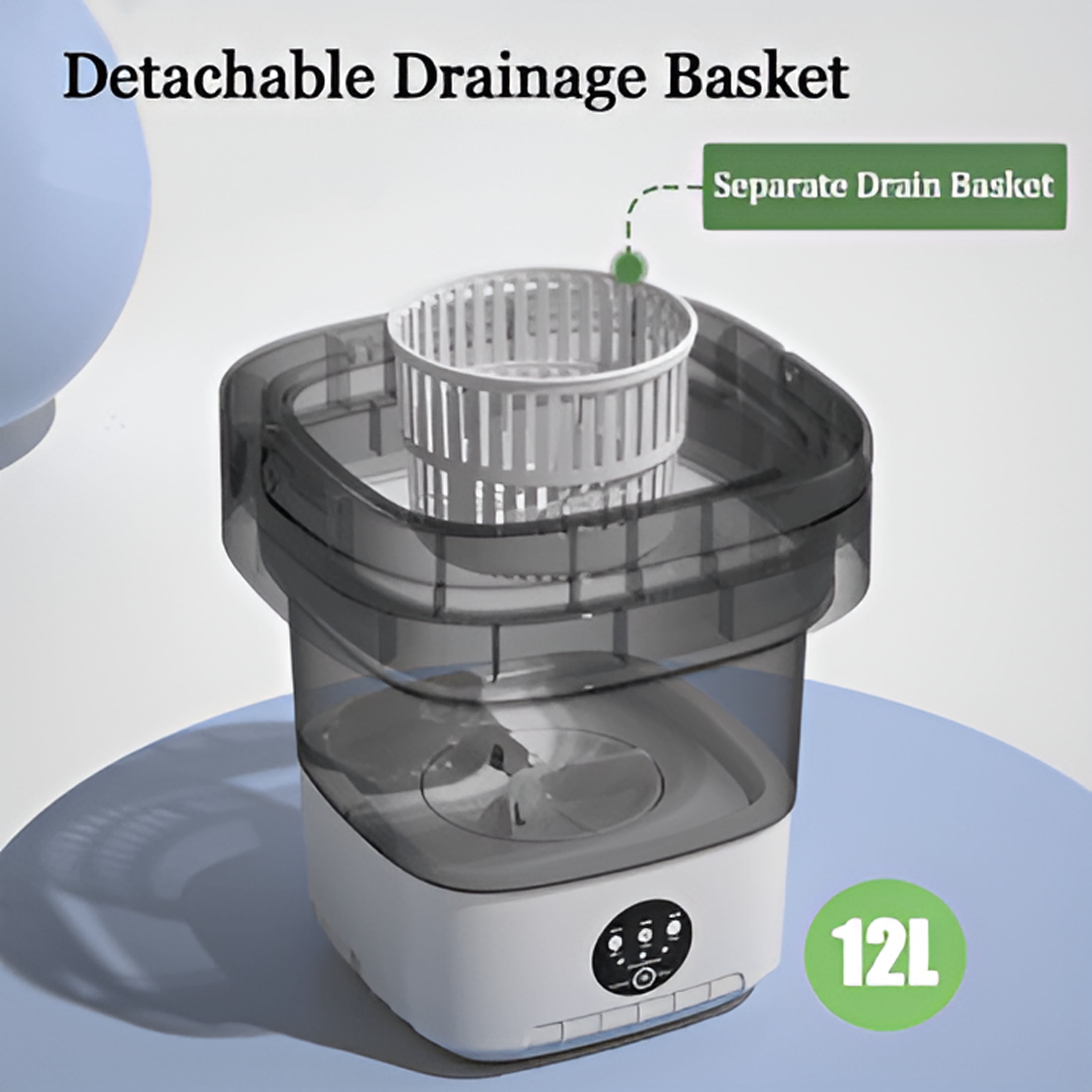 CURYMAY 2026 New Portable Washing Machine,Mini Washer,12L Upgraded Large Capacity Foldable Washer,Deep Cleaning of Underwear,Baby Clothes&Other Small Clothes. Suitable for Hotel,Camping(Green)