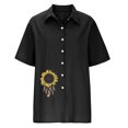thumbnail image 4 of IROINNID Summer Tops For Women Under $10 Button Turn down Neck Short Sleeve Print Short Sleeves Tops On Sale, 4 of 8