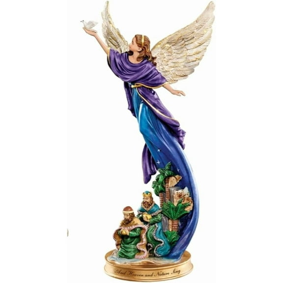 The Bradford Exchange and Heaven and Nature Sing Nativity Angel Figurine Issue #4 Hand-Sculpted 3D Artwork and Exquisite Hand-Painted Details Renaissance-Inspired Design by Thomas Kinkade 6-inches
