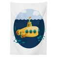 thumbnail image 3 of Ambesonne Yellow Submarine Tablecloth Rectangular Table Cover, Sea Fish Cloud, 60"x90", Earth Yellow Navy Blue, 3 of 4