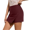 thumbnail image 4 of PiGOGI Women's Zipper Irregular Skirt Shorts Solid Color Casual Summer Divided Skort with Pockets Wine XL, 4 of 8