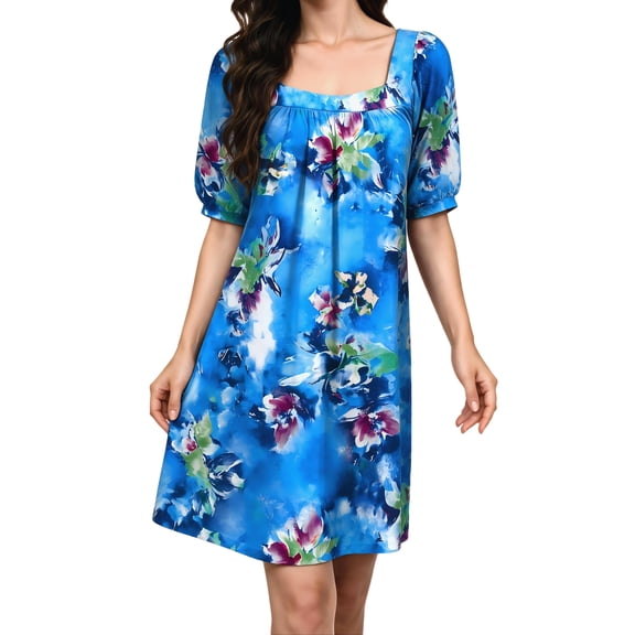 Ekouaer House Dresses for Women with Pockets Short Sleeve Moo Moo Nightgown