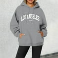 thumbnail image 2 of Womens Oversized Hoodies Los Angelas Letter Graphic Long Sleeve Pullover Sweatshirts Drawstring Casual Loose Tops with Pocket, 2 of 6