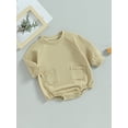 thumbnail image 3 of Bagilaanoe Newborn Baby Girl Boy Oversized Romper Sweatshirt Long Sleeve Bodysuit Solid Print Pullover 3M 6M 9M 12M 18M Infant Casual Tee Tops, 3 of 8