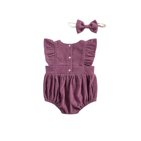 

Nokpsedcb Kids Baby Girl Corduroy Romper Ruffles Sleeveless Button Jumpsuit