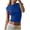 Blue, variant on QENGING Summer Tops for Women 2023 Hollowed-out Backless Short-sleeved Navel High-neck Solid Color Breathable Top