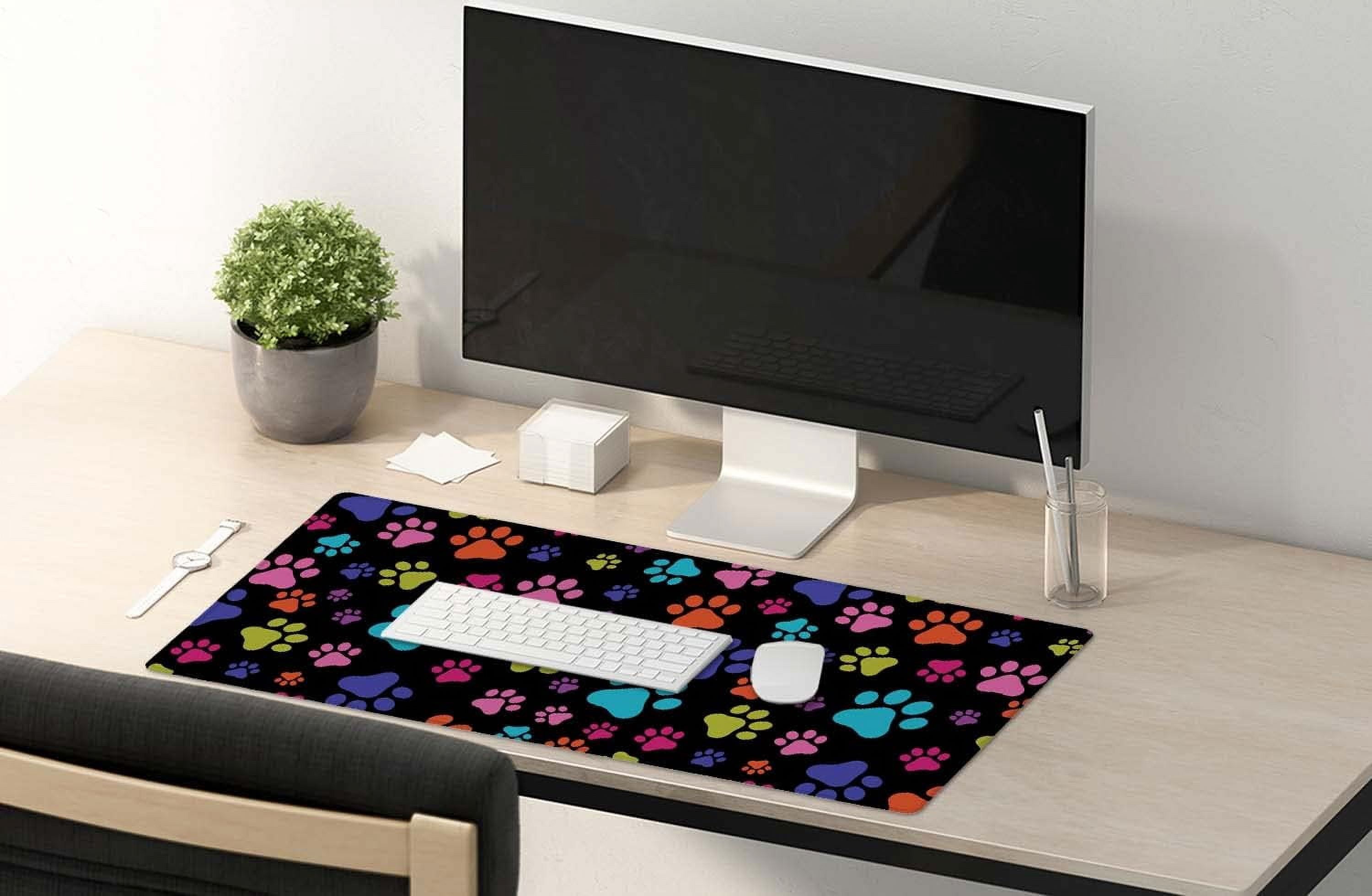 Large Mouse Pad, Full Desk XXL Extended Gaming Mouse Pad 35.5" X 15.7", Waterproof Desk Mat Stitched Edges, Non-Slip Laptop Computer Keyboard Mousepad for Office and Home, Dog Paws