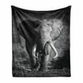thumbnail image 1 of Animal Soft Flannel Fleece Throw Blanket, Majestic Bull Approaching Photo Exotic Wild Habitat Mammal Art Print Safari, Cozy Plush for Indoor and Outdoor Use, 70" x 90", Grey, by Ambesonne, 1 of 6